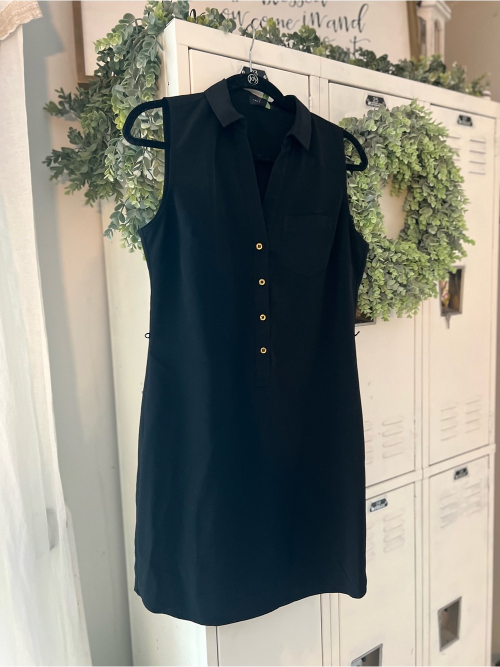 The Limited - Sleeveless Black Collared Shift Dress - Classic Minimal